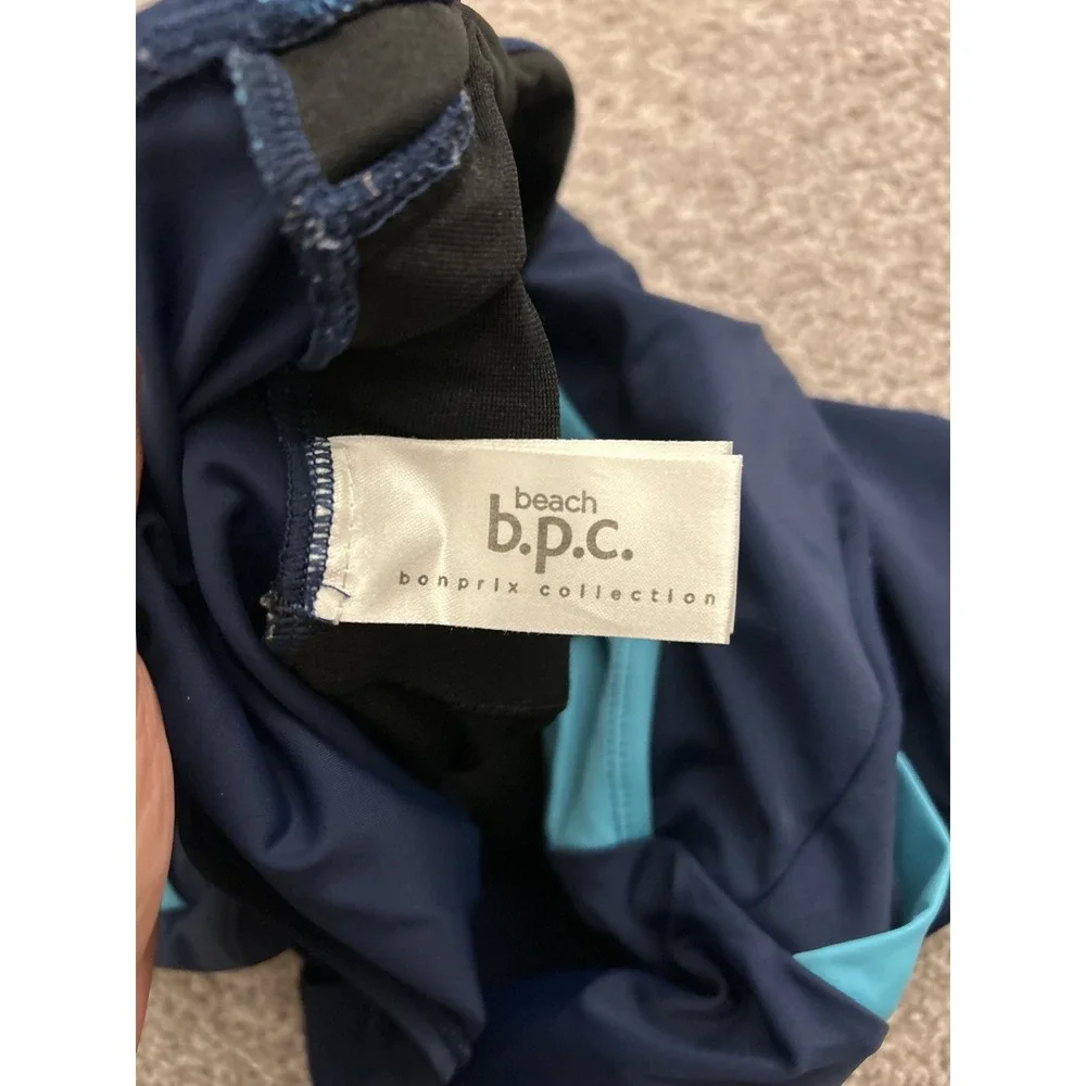Beach b.p.c. One Piece Swimsuit Womens 16W Navy Blue Excellent Colorblock Wrap‎